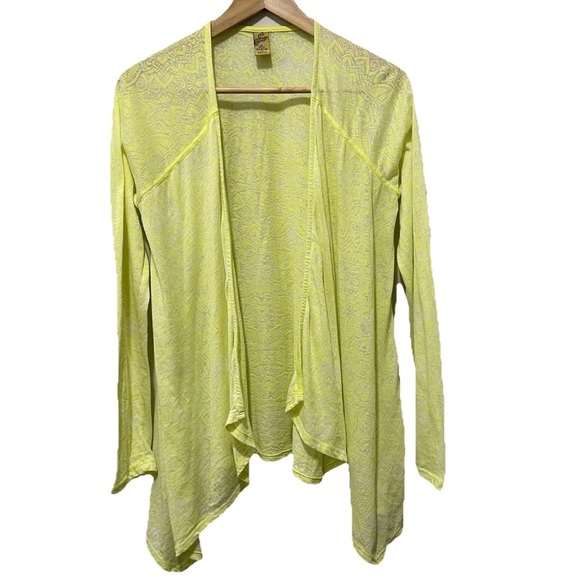 Tops - Prana Yellow Sheer Lightweight Printed Boho Cardigan Cover-Up M